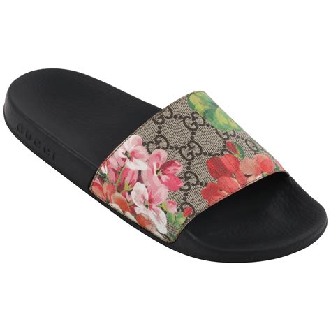 flower gucci sandals|gucci slide sandals with strap.